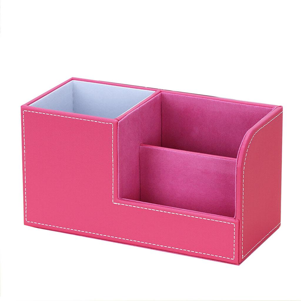 Multi-purpose Desktop Pu Leather storage box Pencils Holder Light Red