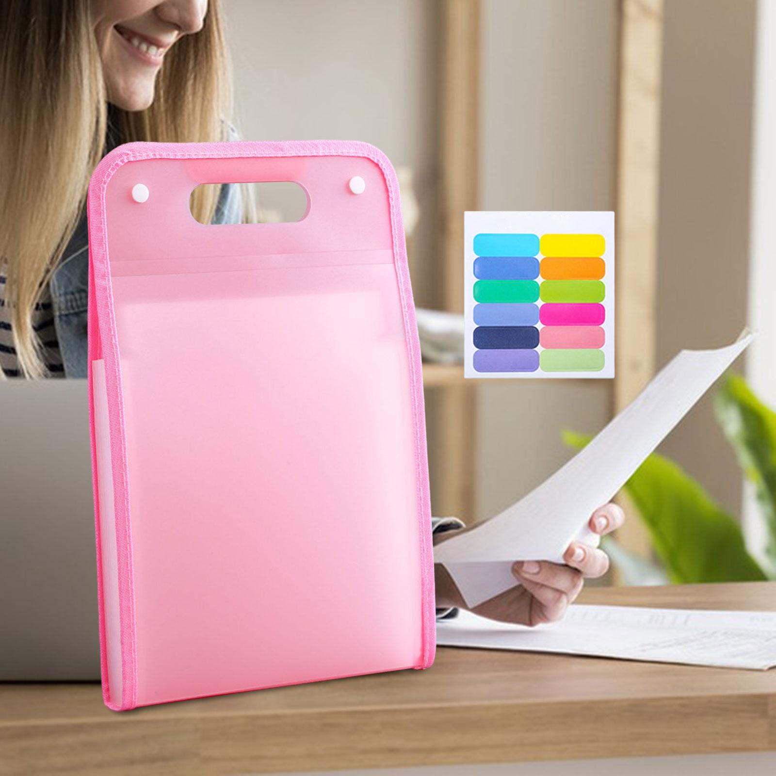 Portable Expanding File Folder Lightweight 36x24cm Accessory Paper Organizer Pink