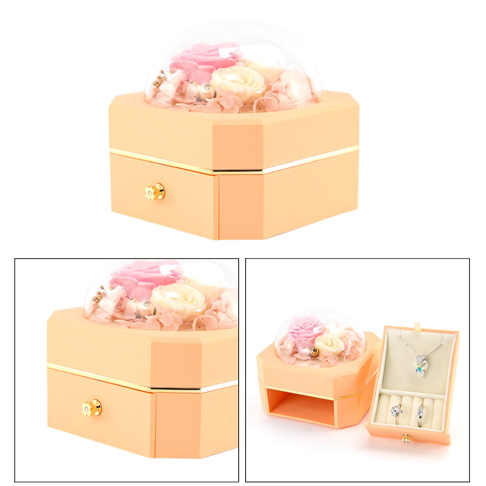 Jewelry Box Necklace Travel Drawer Storage Organizer Single Layer Gold