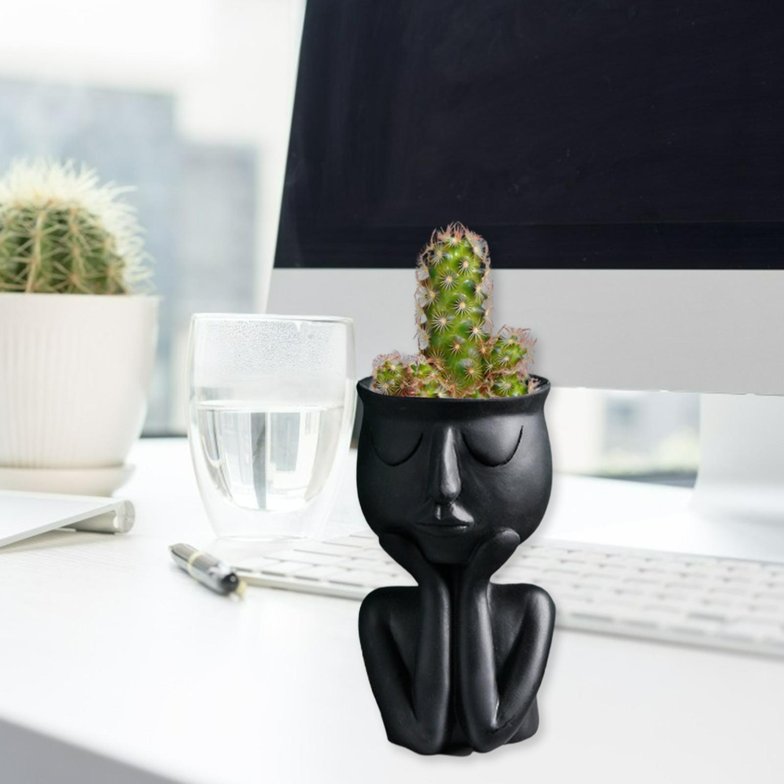 Humanoid Flower Pot Ornament Flower Arrangement Fleshy Plant A black