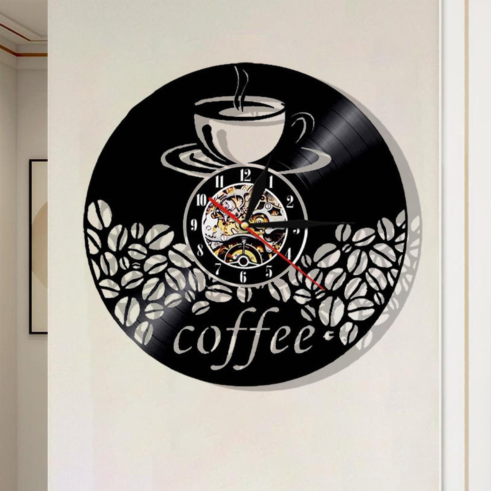 Creative Silent Vinyl Record Wall Clock for Living Room Indoor Decor  Coffee