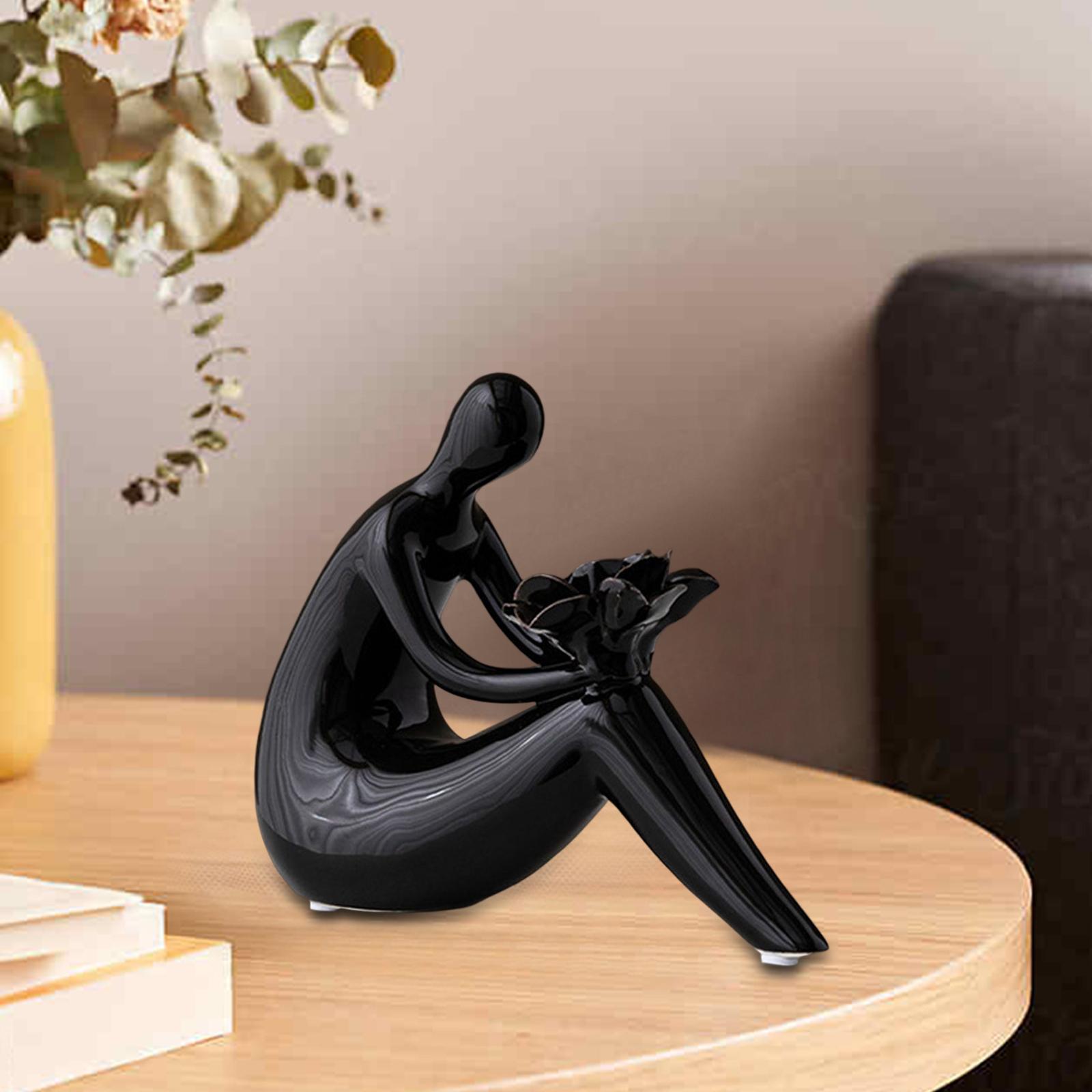 Abstract Lady Statue Art Crafts for Desktop Bookshelf Housewarming Gift Black