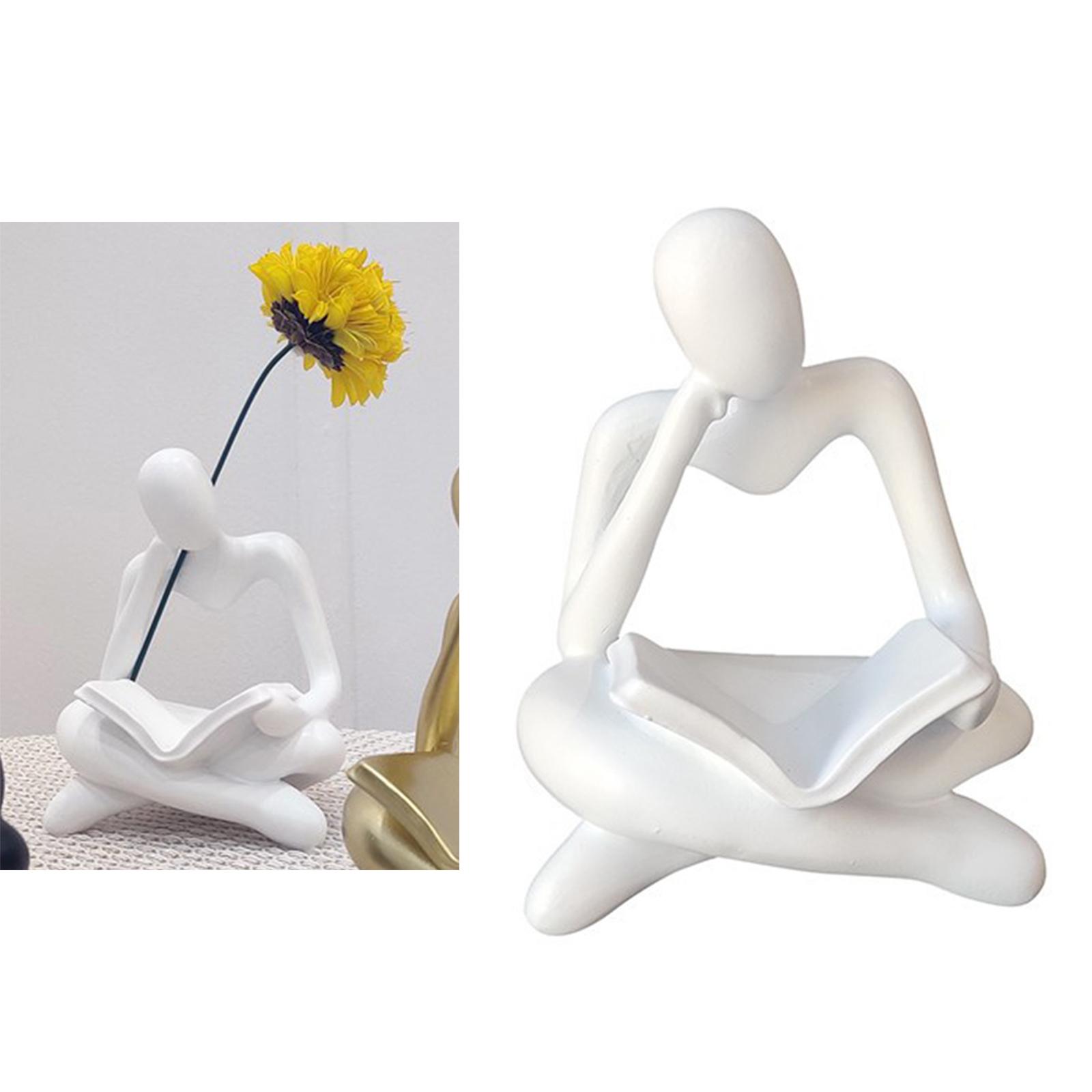 Abstract Thinker Statue Tabletop Decorative Sculpture for Home Hotel Decor White