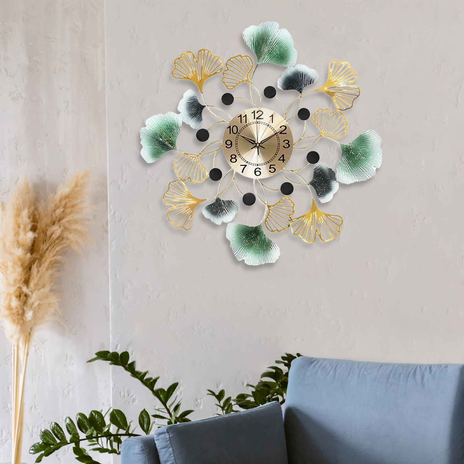 Modern Wall Clock Bedroom Hallway Silent Living Room Loft Bathroom Metal Green