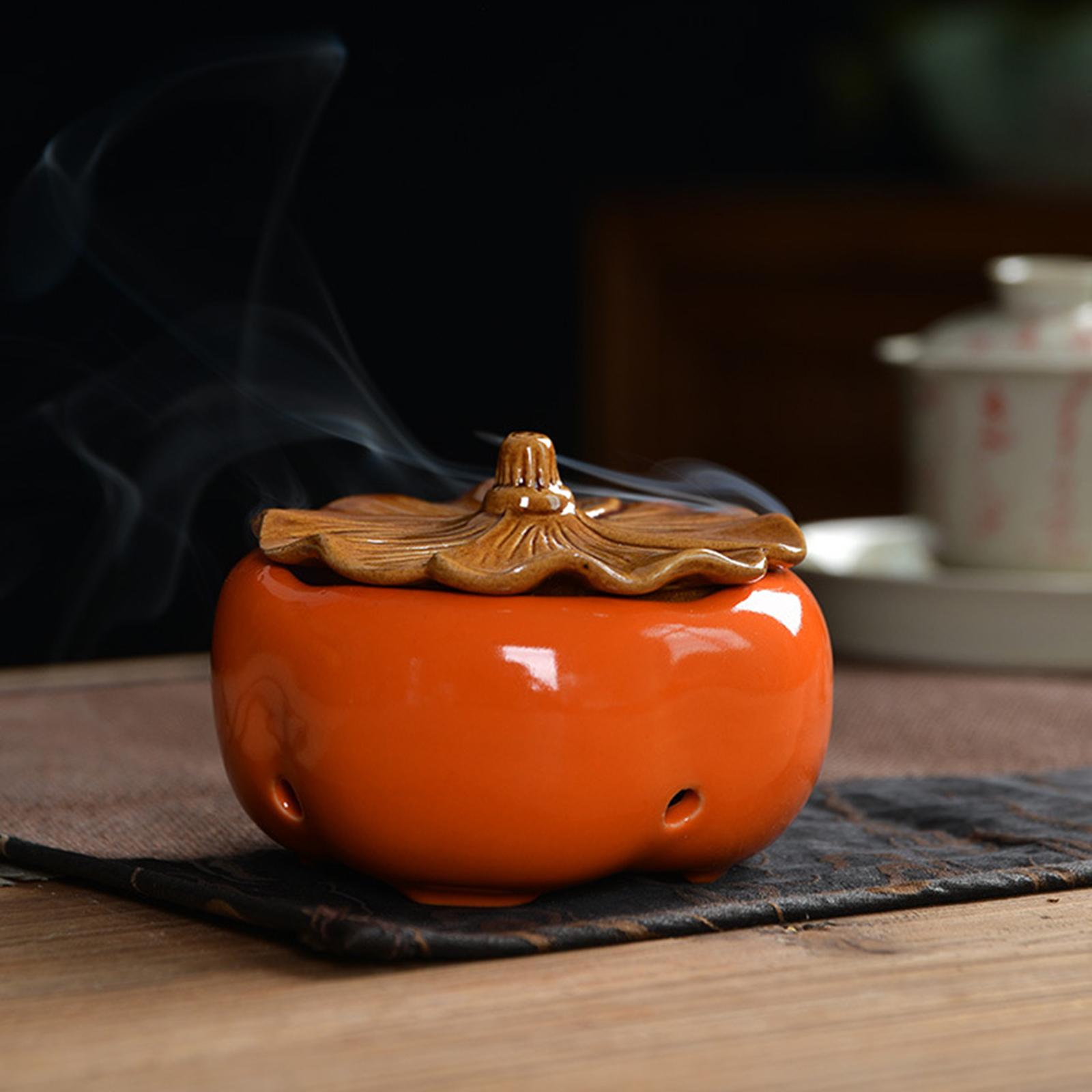 Persimmon Incense Burner Ceramic Cone Incense Holder for Office Bathroom