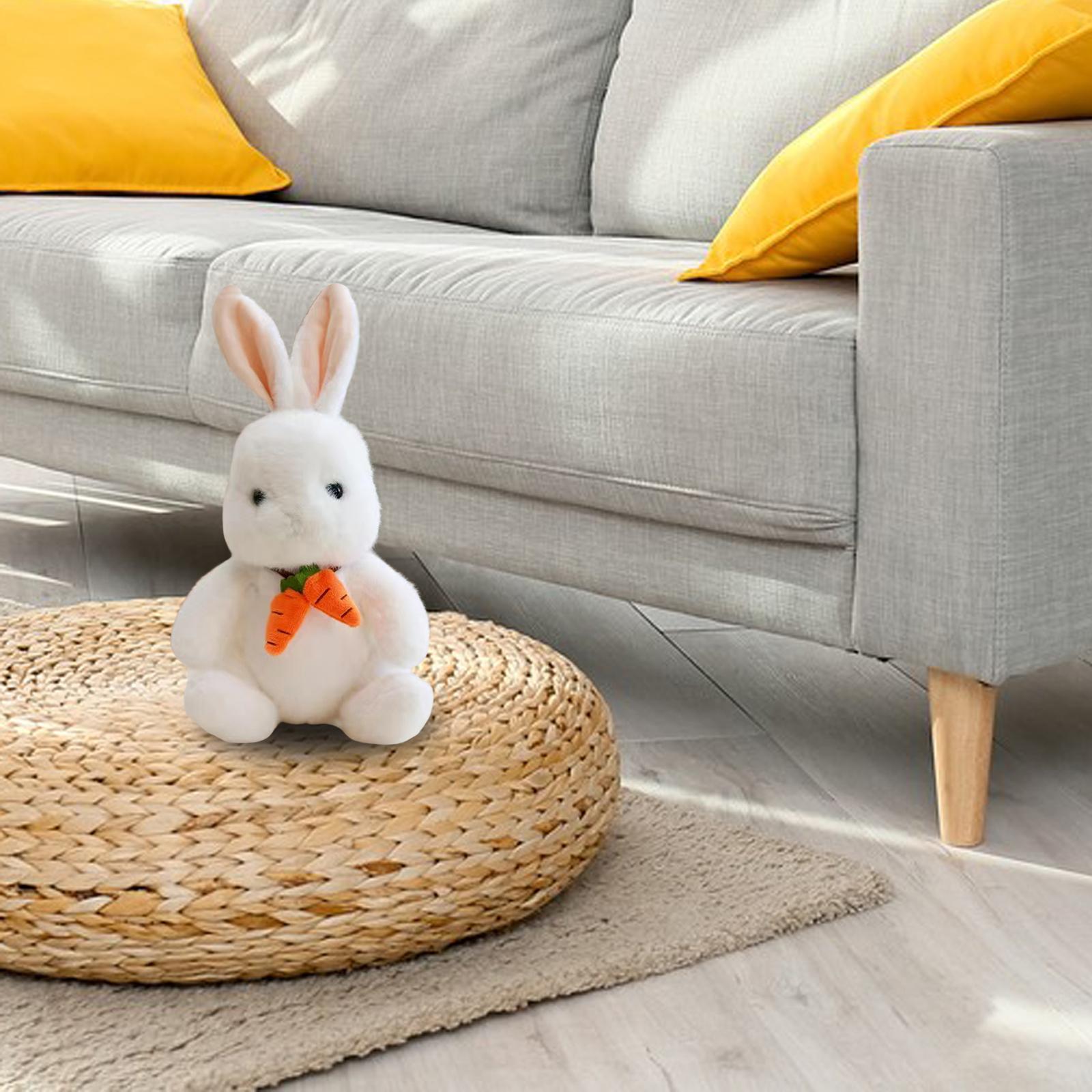 Stuffed Animals Carrot Scarf Soft Plush Rabbit Doll for Sofa Decoration White