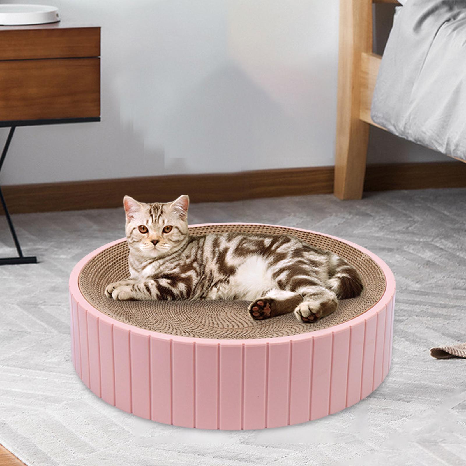 Round Cat Scratcher Cardboard Durable Nest Furniture Protection for Kitten Pink