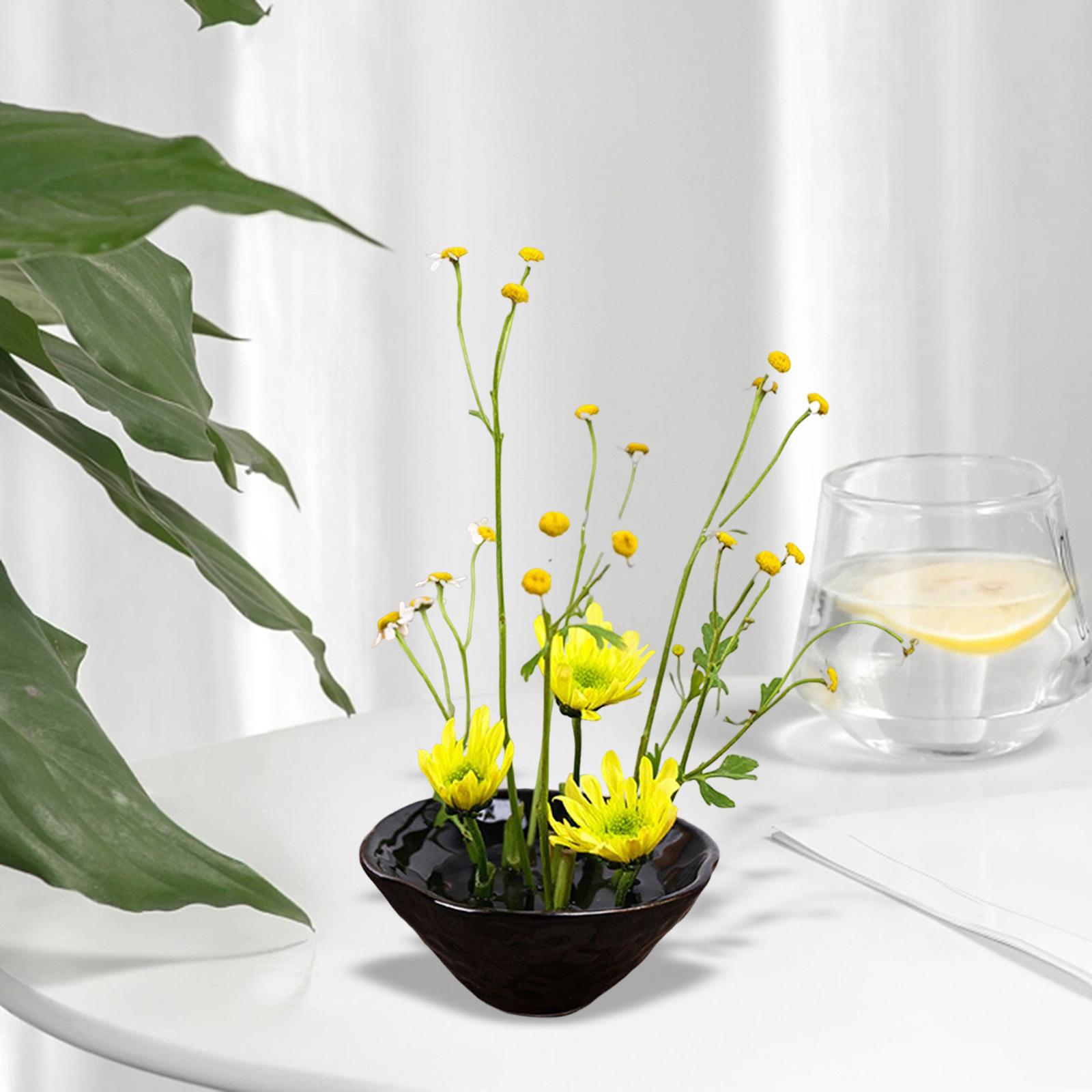 Flower Arrangement Bowl Decor Attachments Vase with Holes for Wedding Plants Black