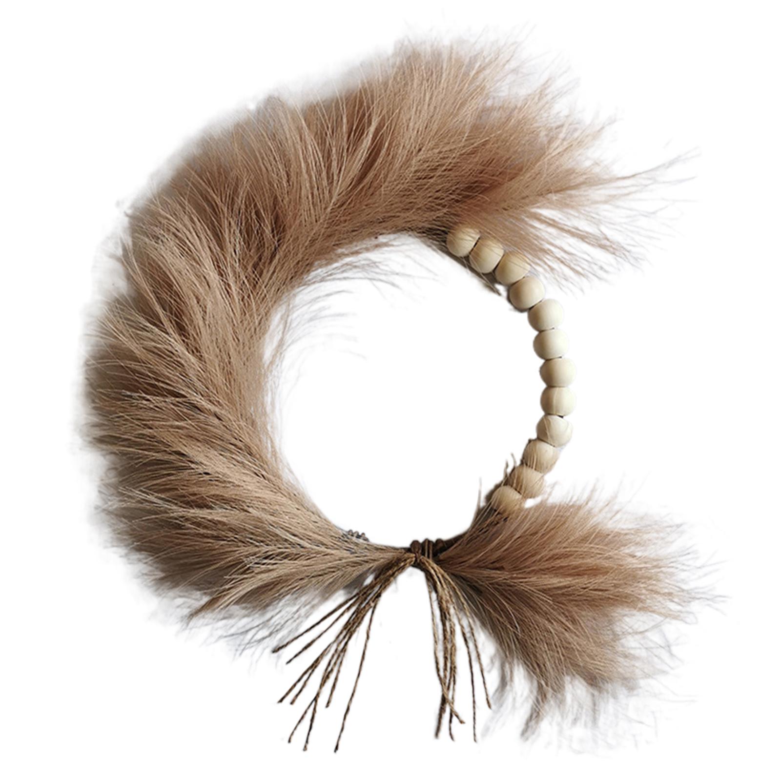 Artificial Reed Wood Bead Wreath Bohemian Garland for Home Summer S