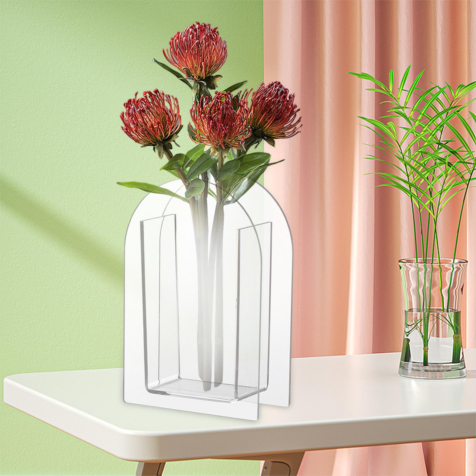 Unique Vase Geometric Arch Elegant Acrylic flower buckets for Restaurant Style B