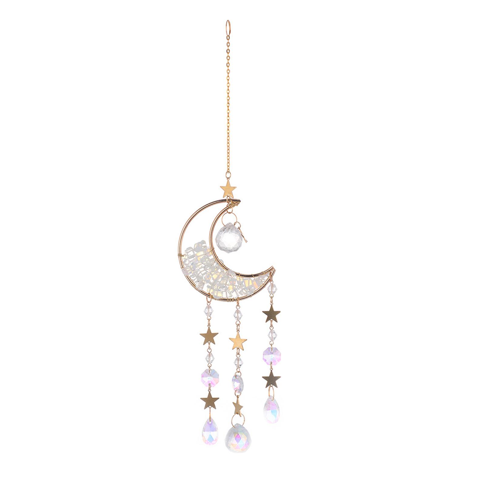 Moon Pendant Wind Chime Rainbow Maker Wall Hanging Aesthetic Suncatcher Moon White