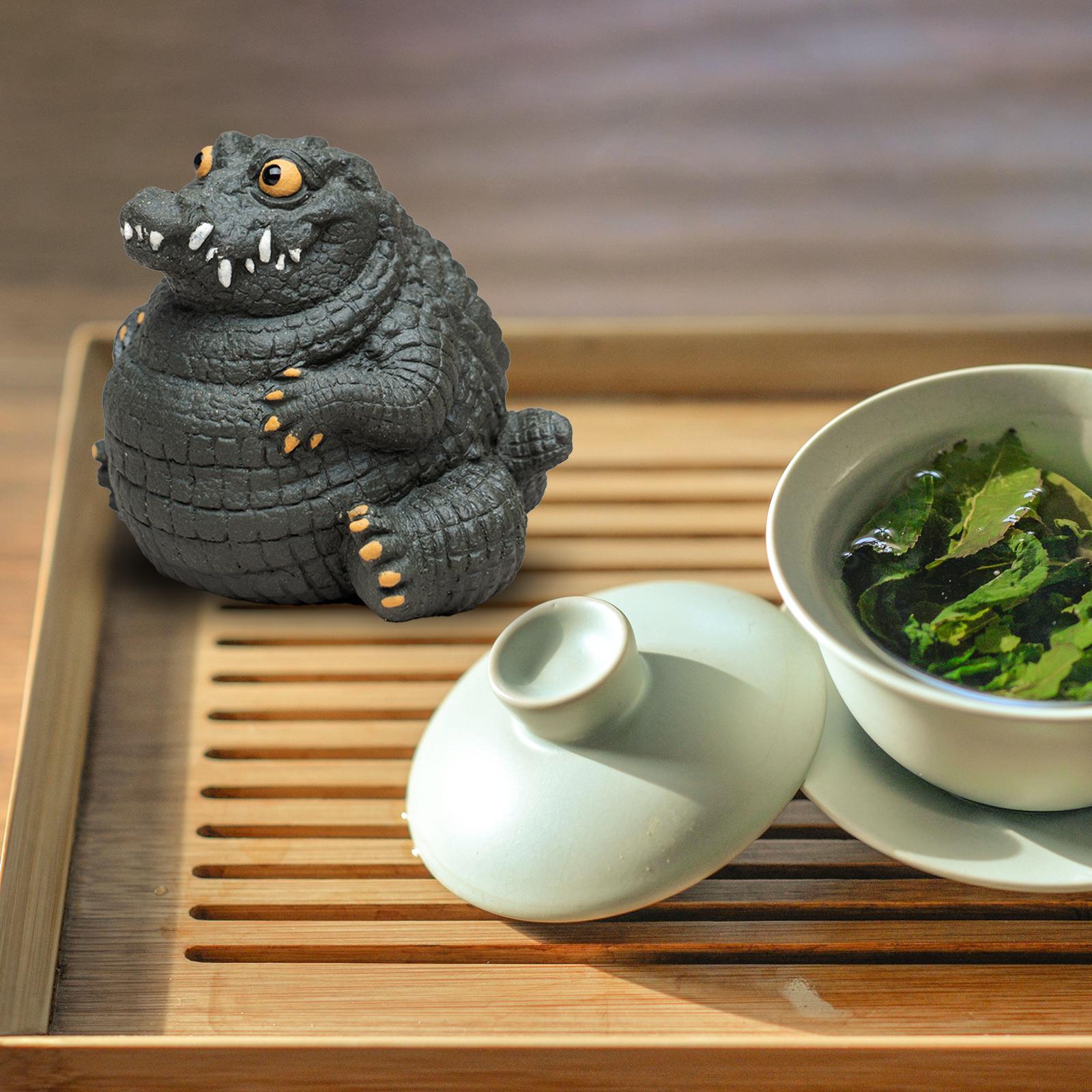 Crocodile Statue Tea Pet Ornament for Cabinet Tea Decoration Tea Accessories Green