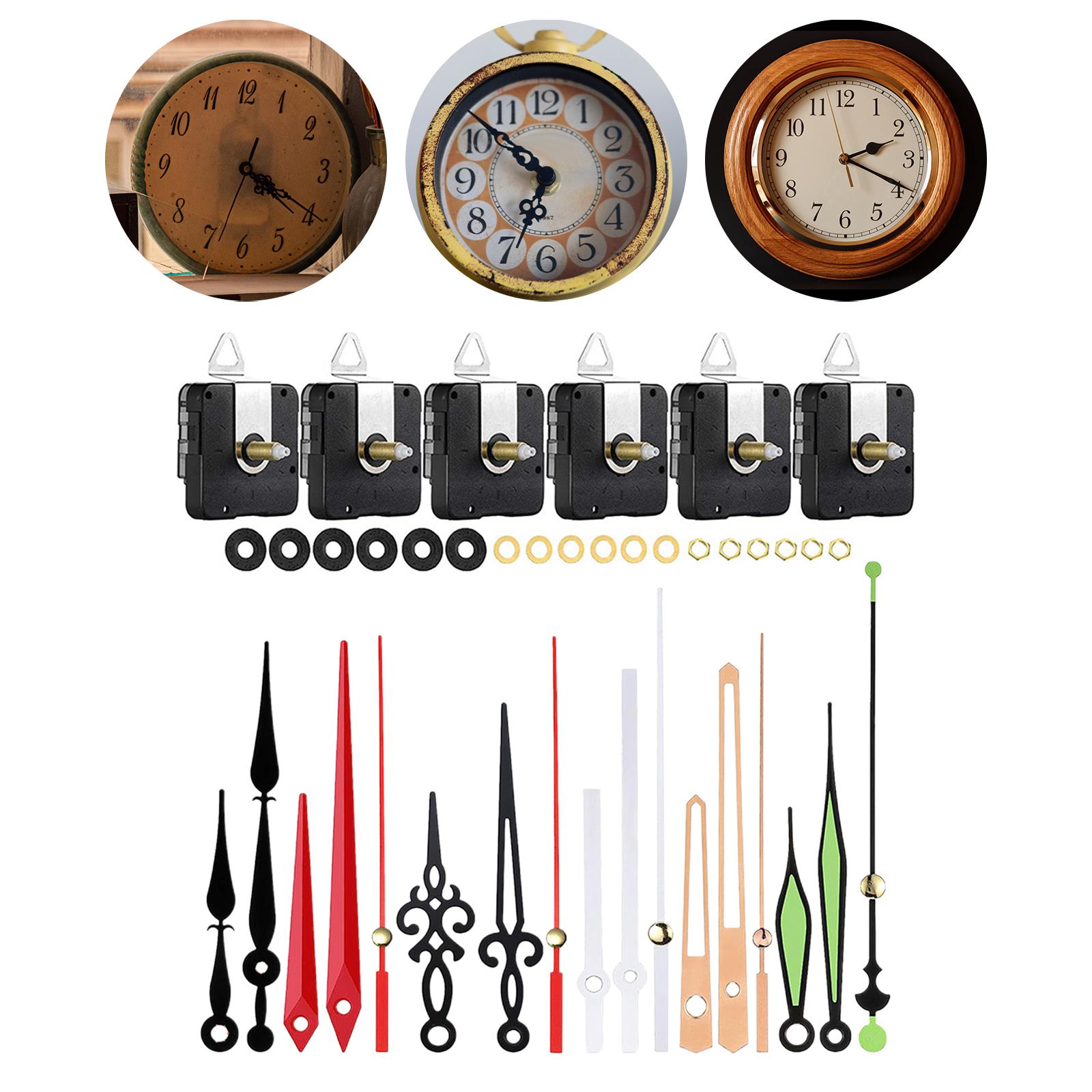 6 Set DIY Wall Clock Movement Mechanism Repair Parts Hanging Clock Mechanism Axis 20mm Thread13mm