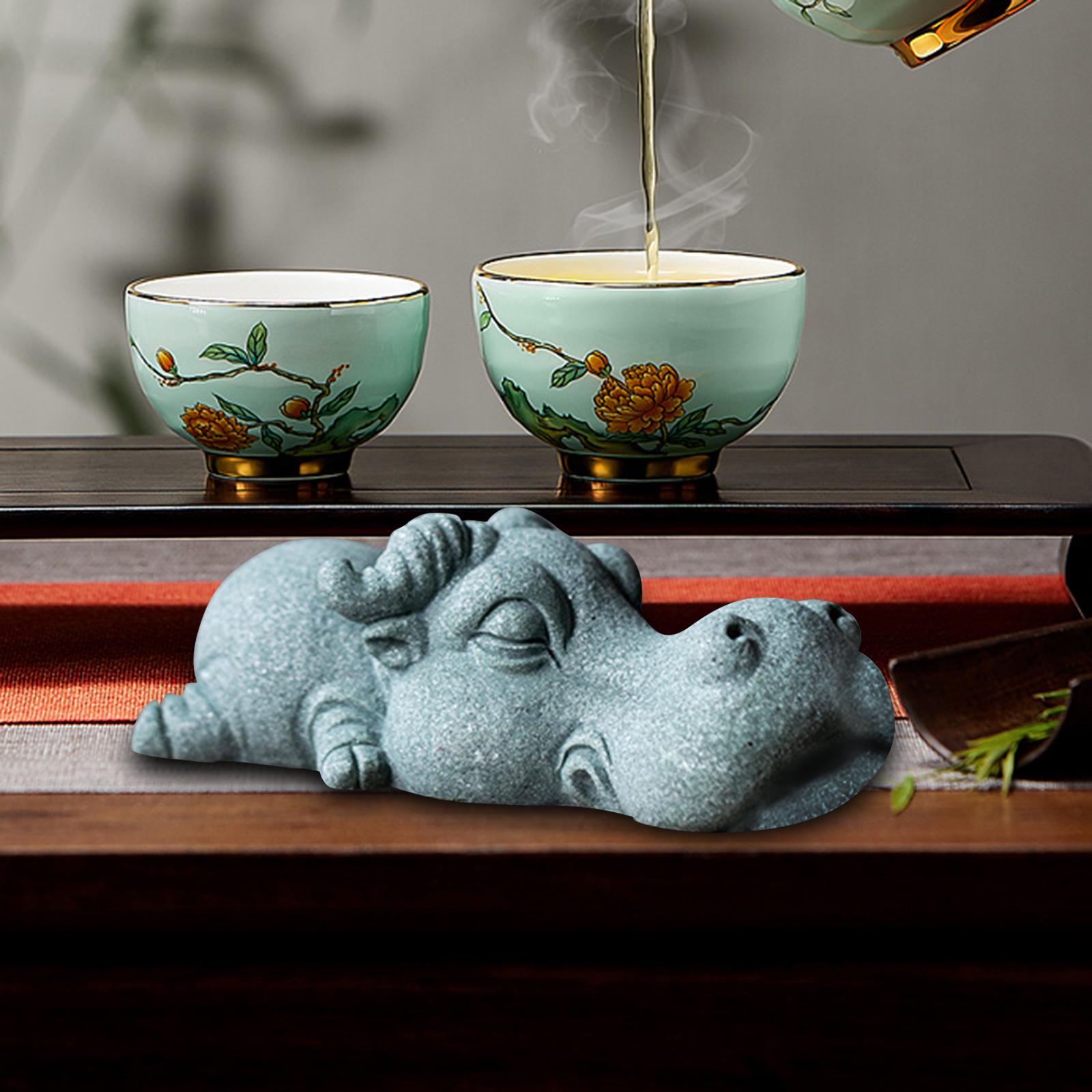 Green Sandstone Animal Mini Tea Pet Figurine Decoration Souvenir Buffalo