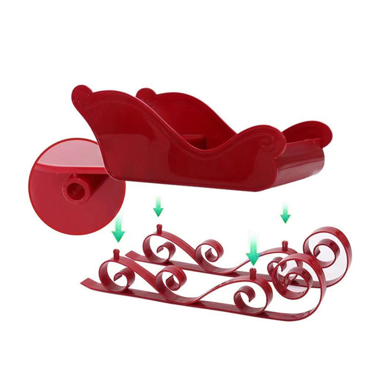 Santa Sleigh Christmas Shelf Collectible Figurines Living Room Sled Figurine red