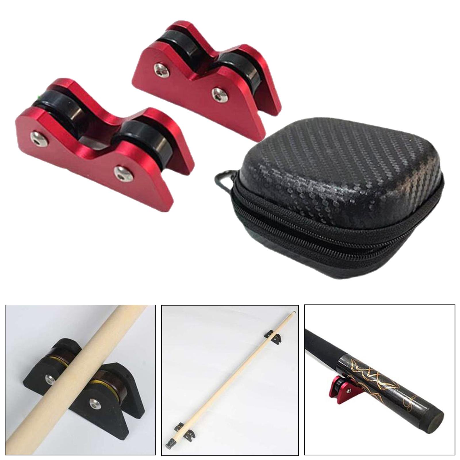 2Pcs Billiard Cue Straightness Checker with Carry Case Detection   Red