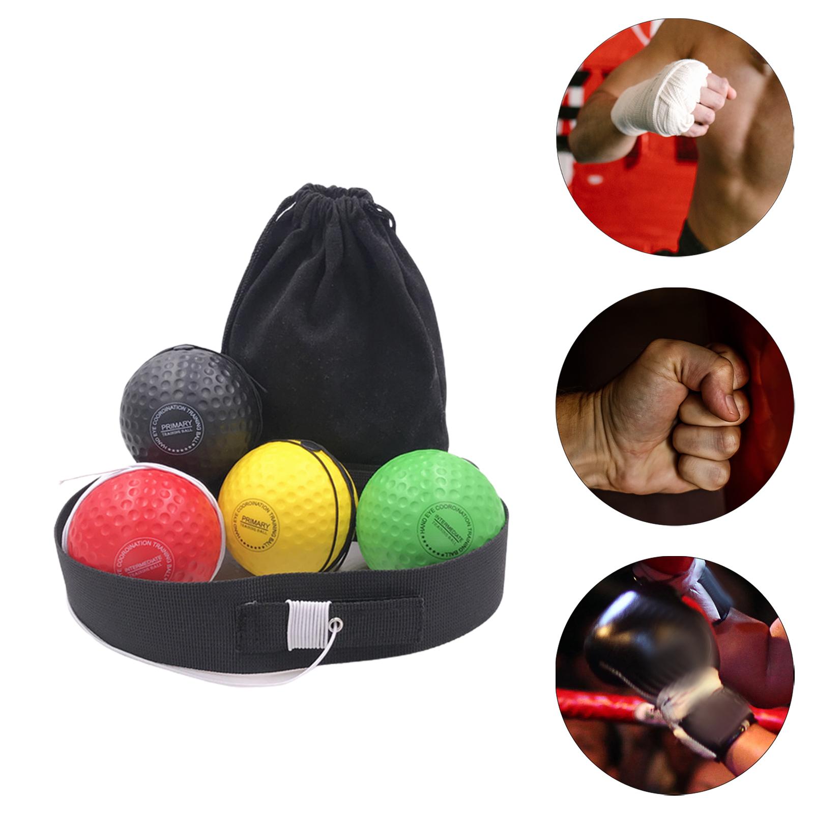 Boxing Reflex Ball Headband Fitness Boxing Gear Workout Reflex Punching Ball 1 Headband 4 Ball