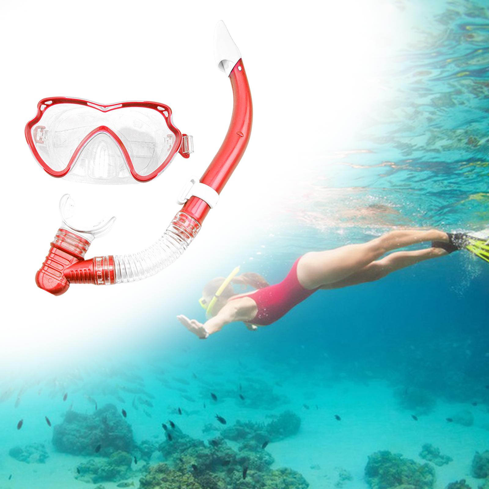 Snorkel Mask Set Easy Breathing Dive Mask for Swim Water Sports Red
