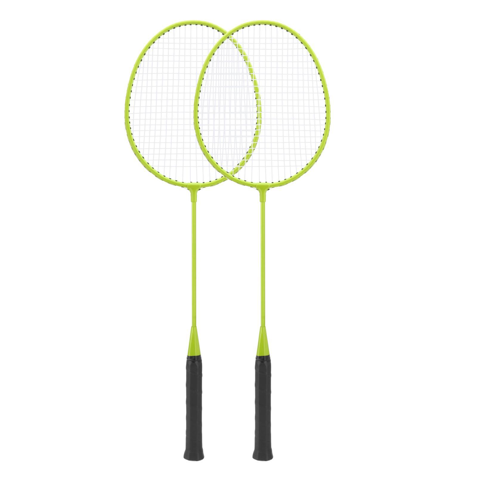 2Pcs Badminton Rackets with 3 Nylon Balls Family Training Badminton Racquets Green