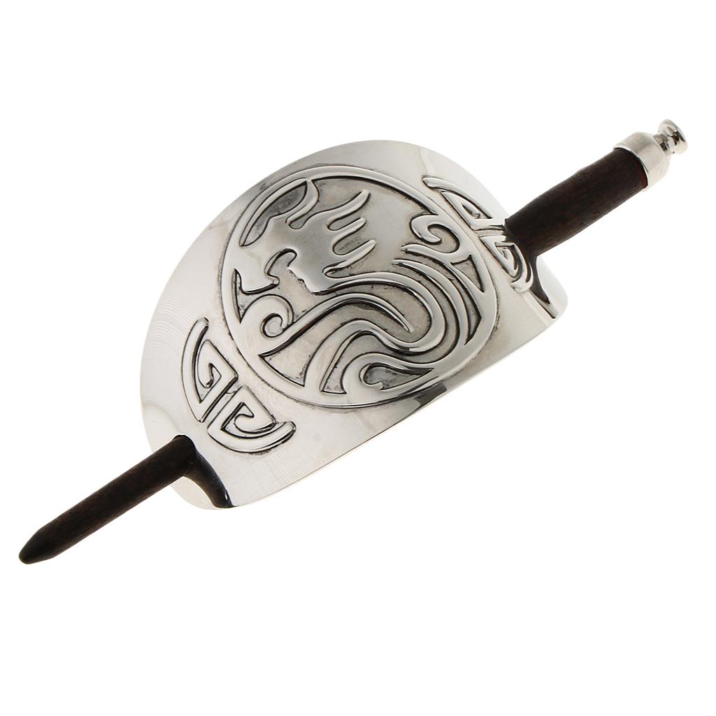 Handmade Carved Wooden Hair Clip With Stick 11