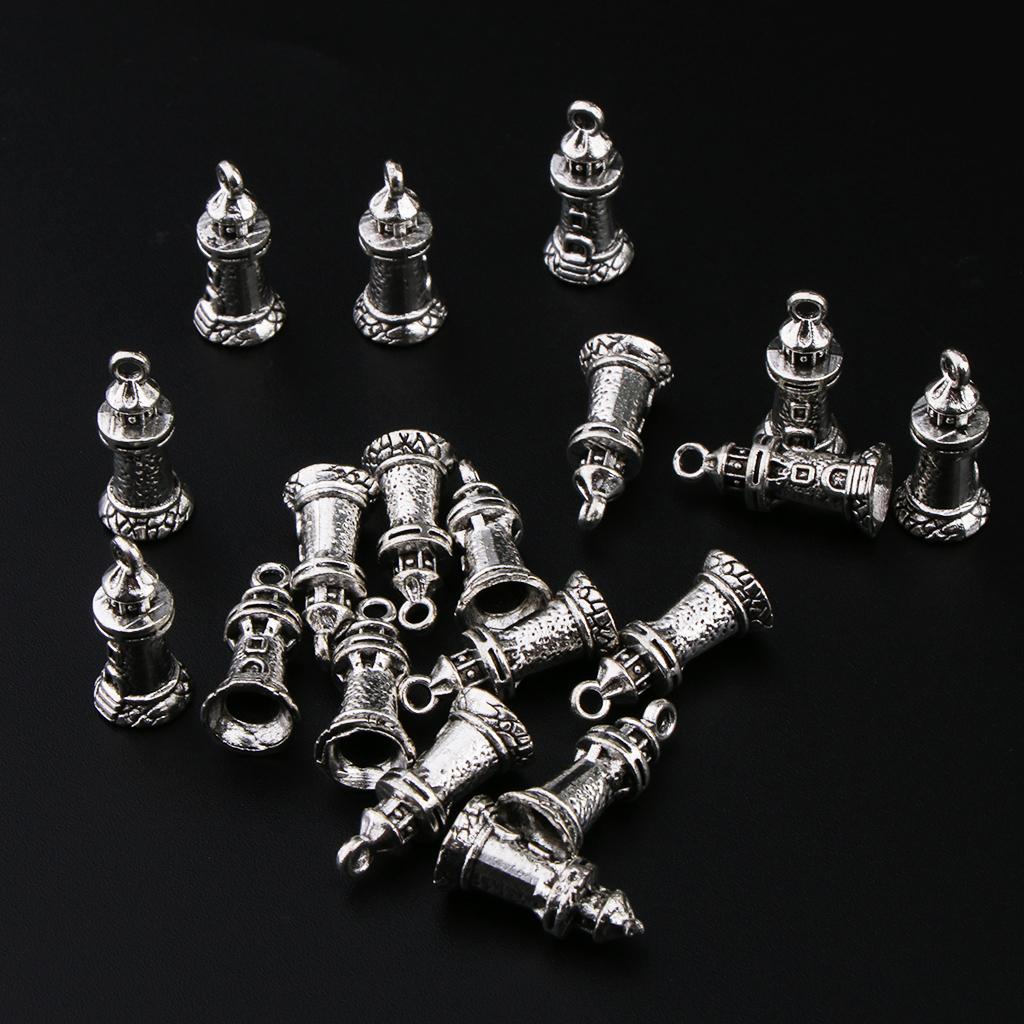 20 Pieces Stainless Steel Pendant Charms Beads Findings Supply Tower