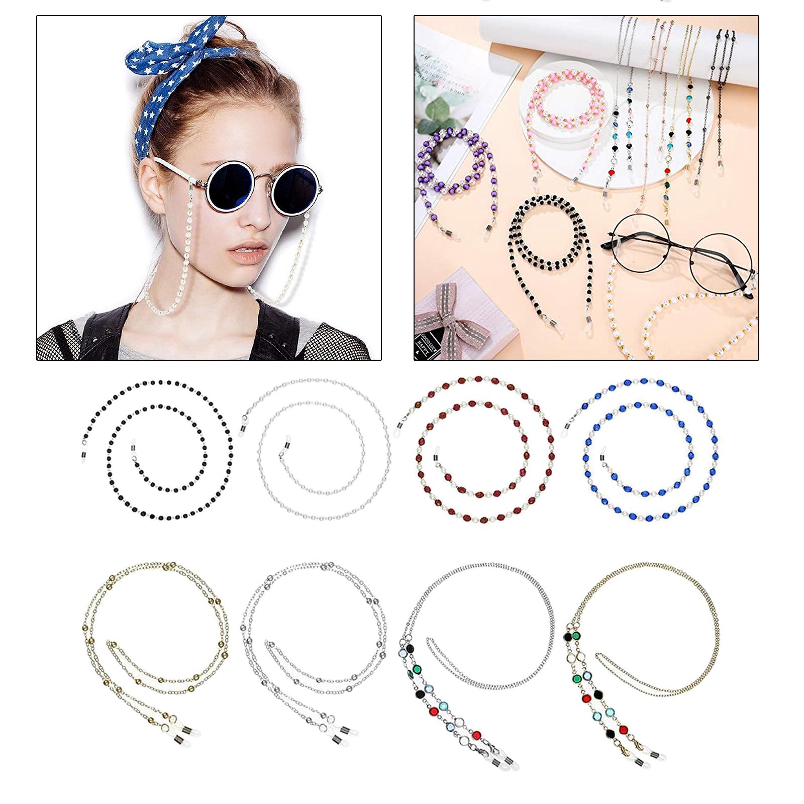 8pcs  Beaded Eyeglasses Chains Holder Eyewear Retainer Mask Chain Combo 2