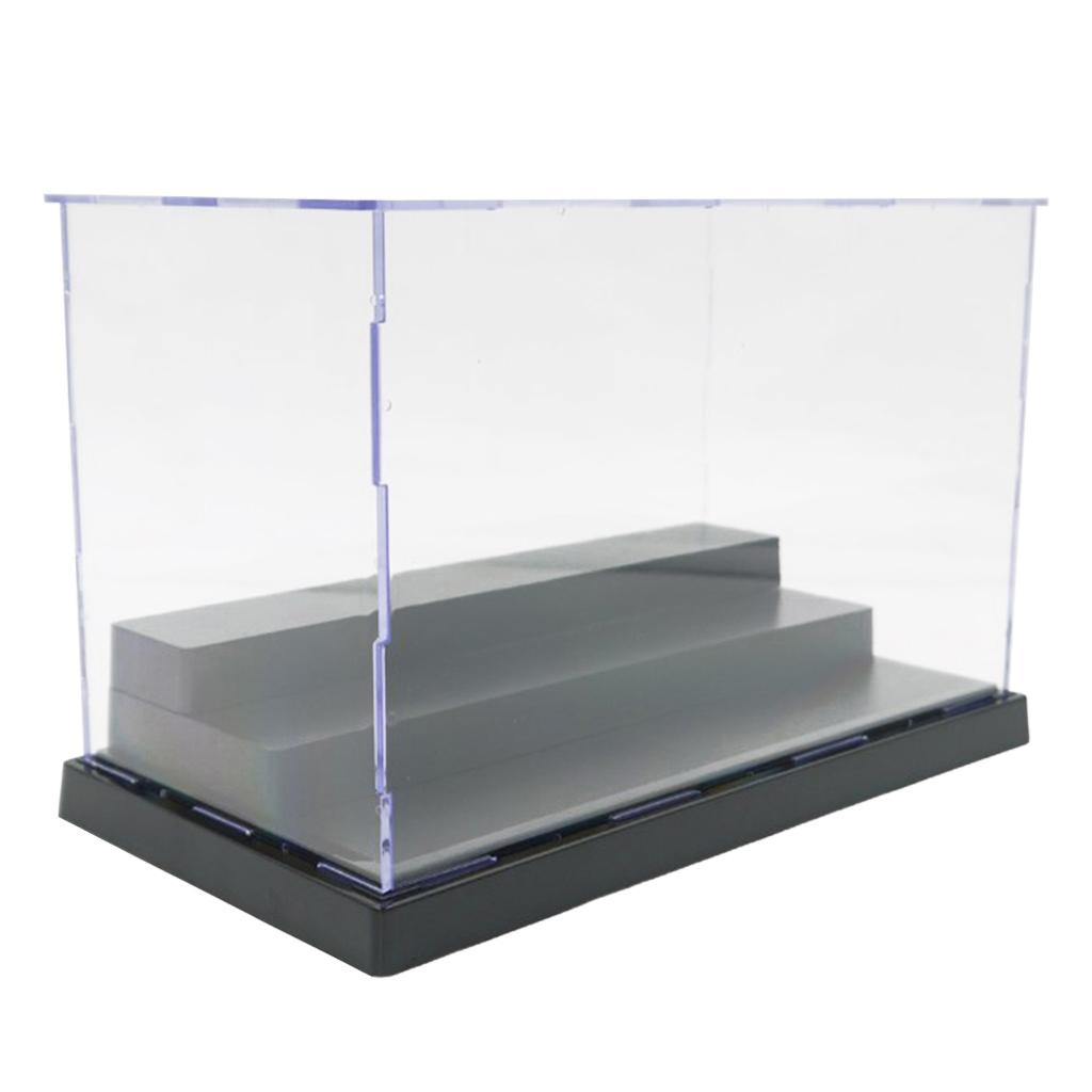 Transparent Display Case with Balck Base for Figures Model Display Collect