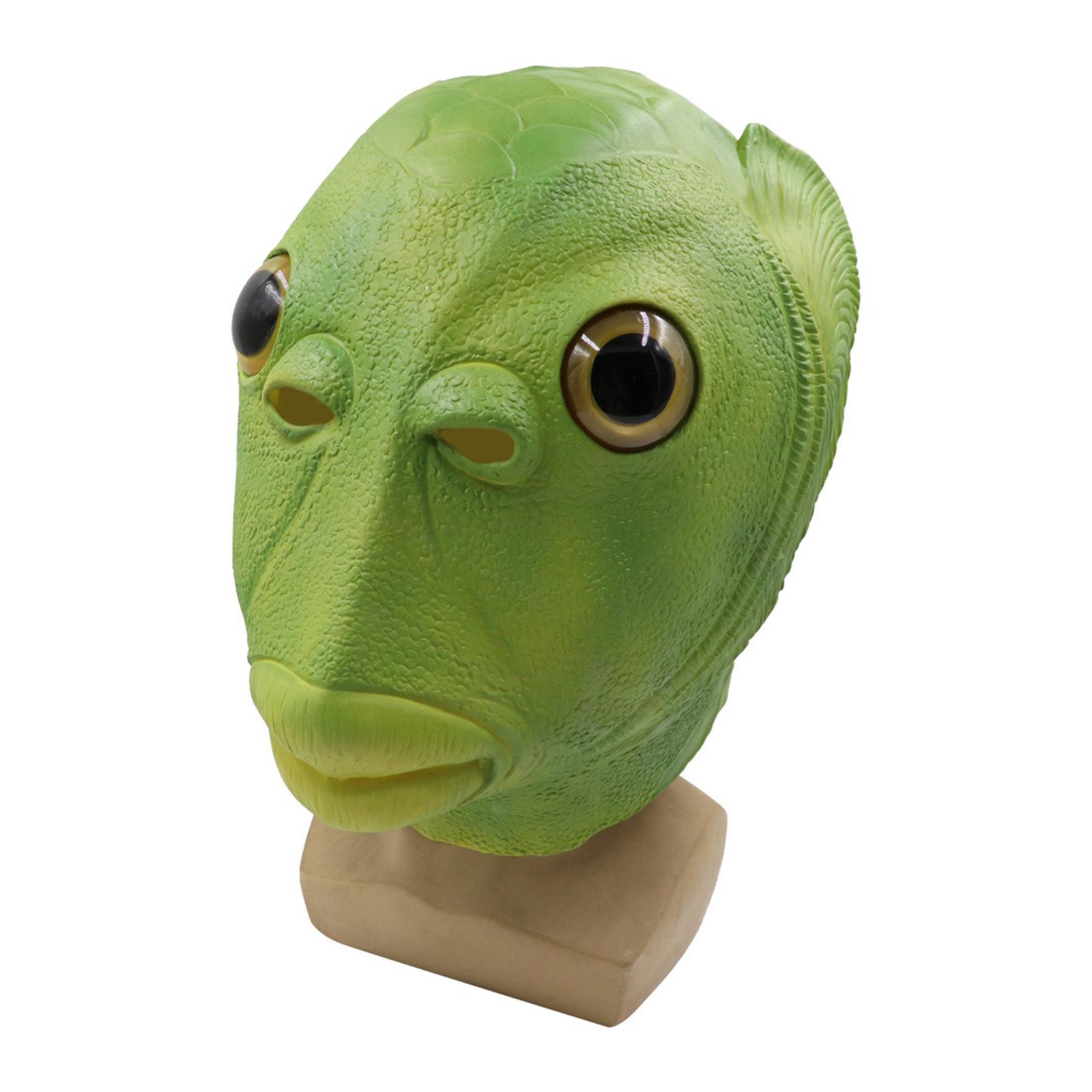Halloween Funny Headgear Fish Head for Theaters Themed Party Challenge Games