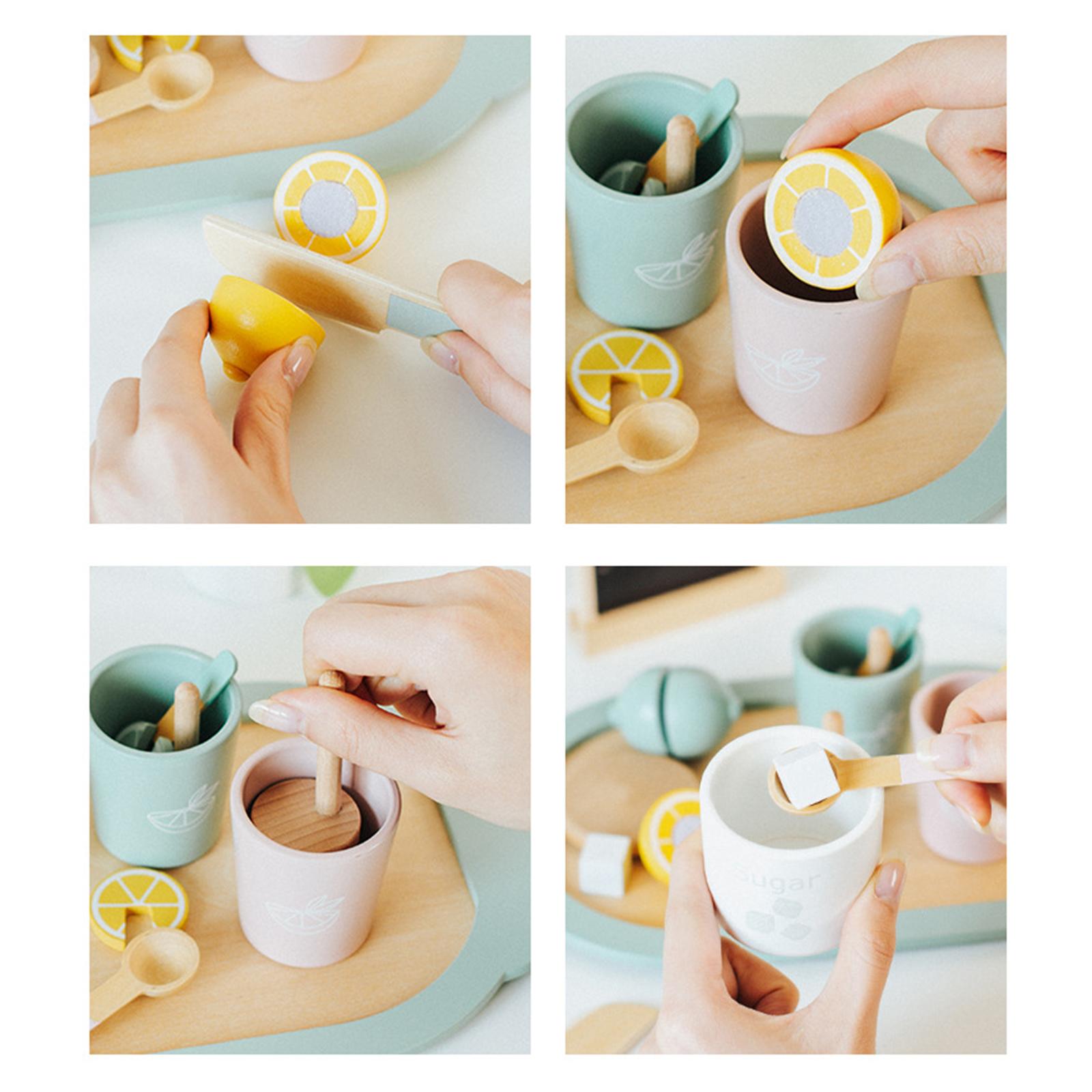 Wooden Tea Set Developmental Toy Kitchen Tableware Set for Kindergarten Kids