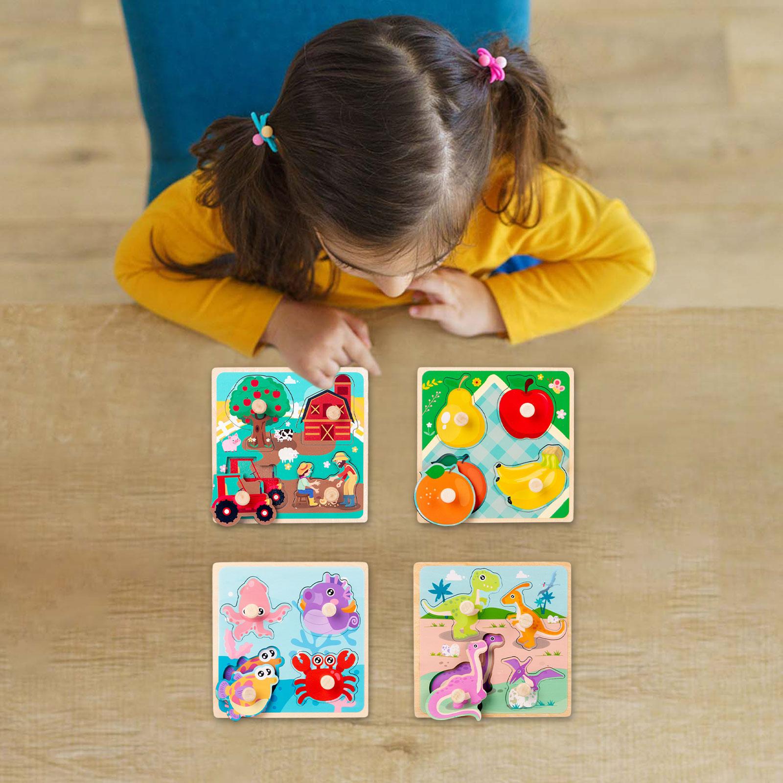 Wooden Peg Puzzles Holiday Gifts for Kids Kindergarten Wooden Blocks Puzzles
