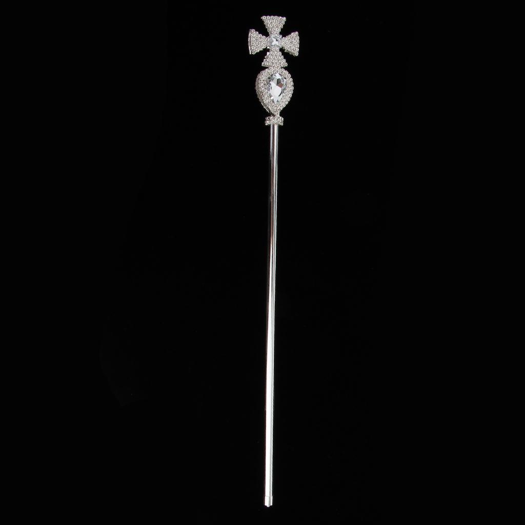 Renaissance Cross Scepter Wand Rhinestones Sceptre Prop Pageant Party