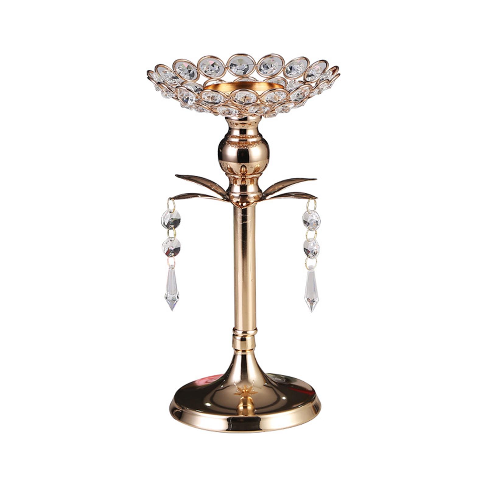 Gold Crystal Candle Holder Table Centerpiece Romantic for Living Fireplace 140x260mm