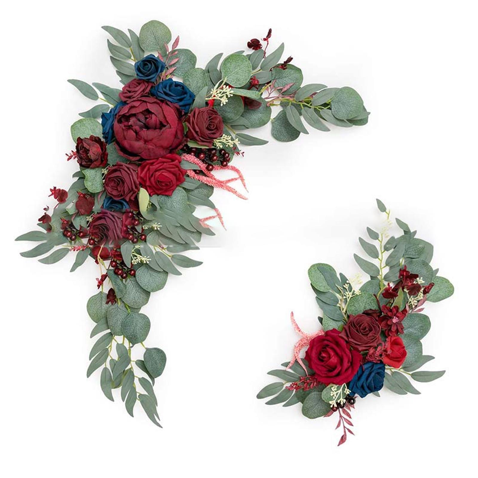 Artificial Flower Swag Green Leaves for Backdrop Red Pink Red