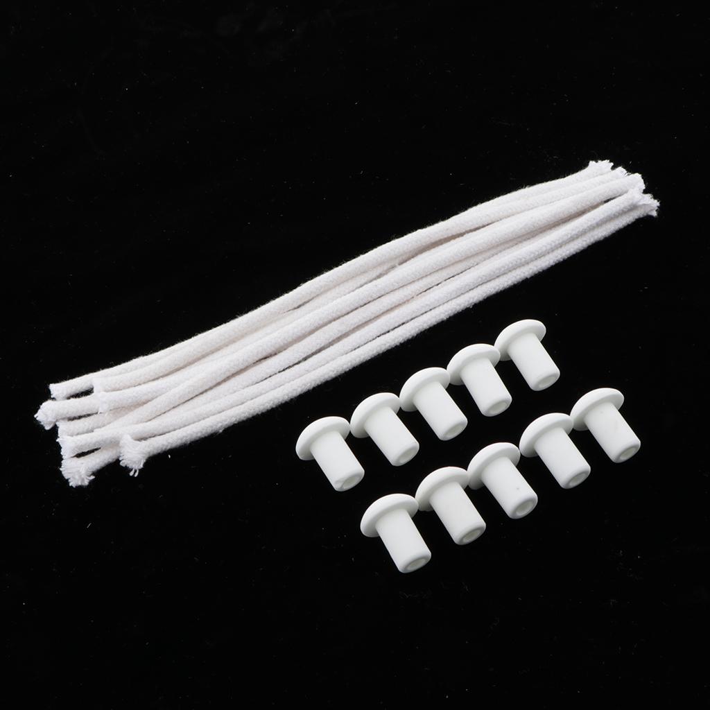 Round Braided Cotton Replacement Wick with Ceramic Holders for Oil Lamps
