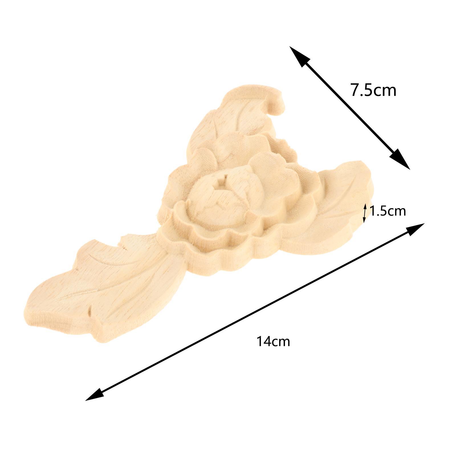 Wood Carved Applique Onlay Frame Woodcarving for Cupboard 14x7.5x1.5cm