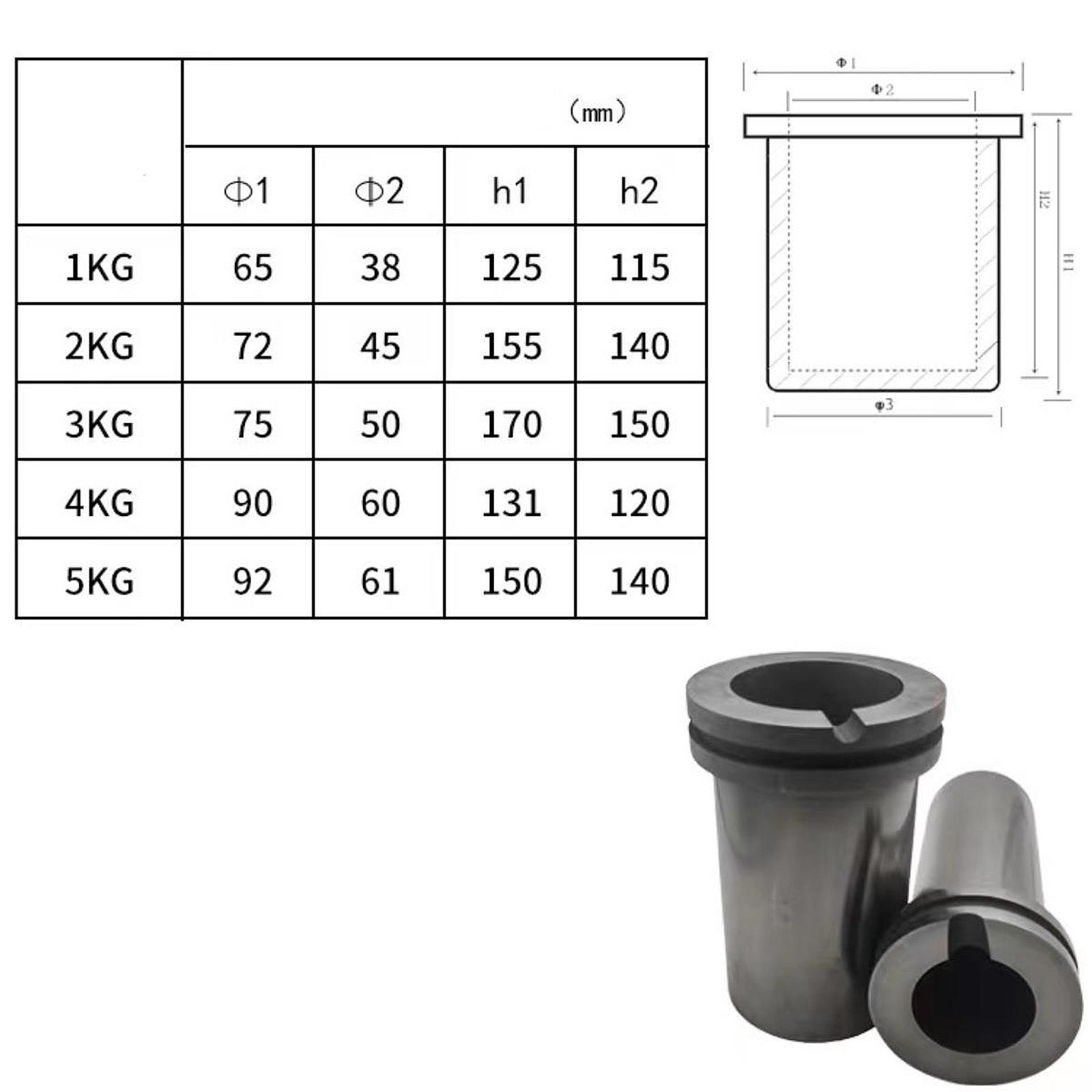 Graphite Crucible Sturdy Furnace Casting Mould for Melting Aluminum Gold 2kg