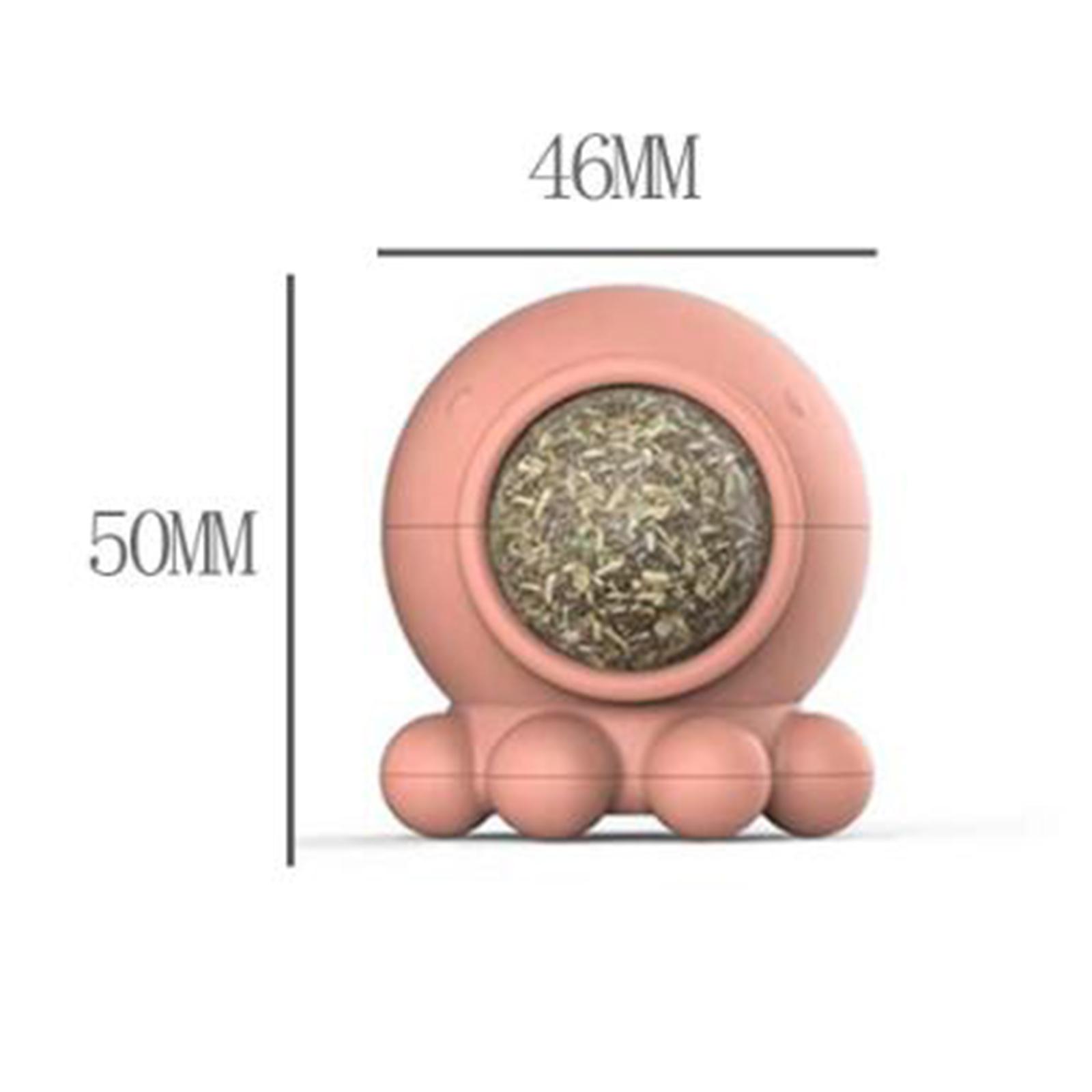 Catnip Ball Cat Licking Spherical Kitty Catnip Roller Rotating Treat Pink