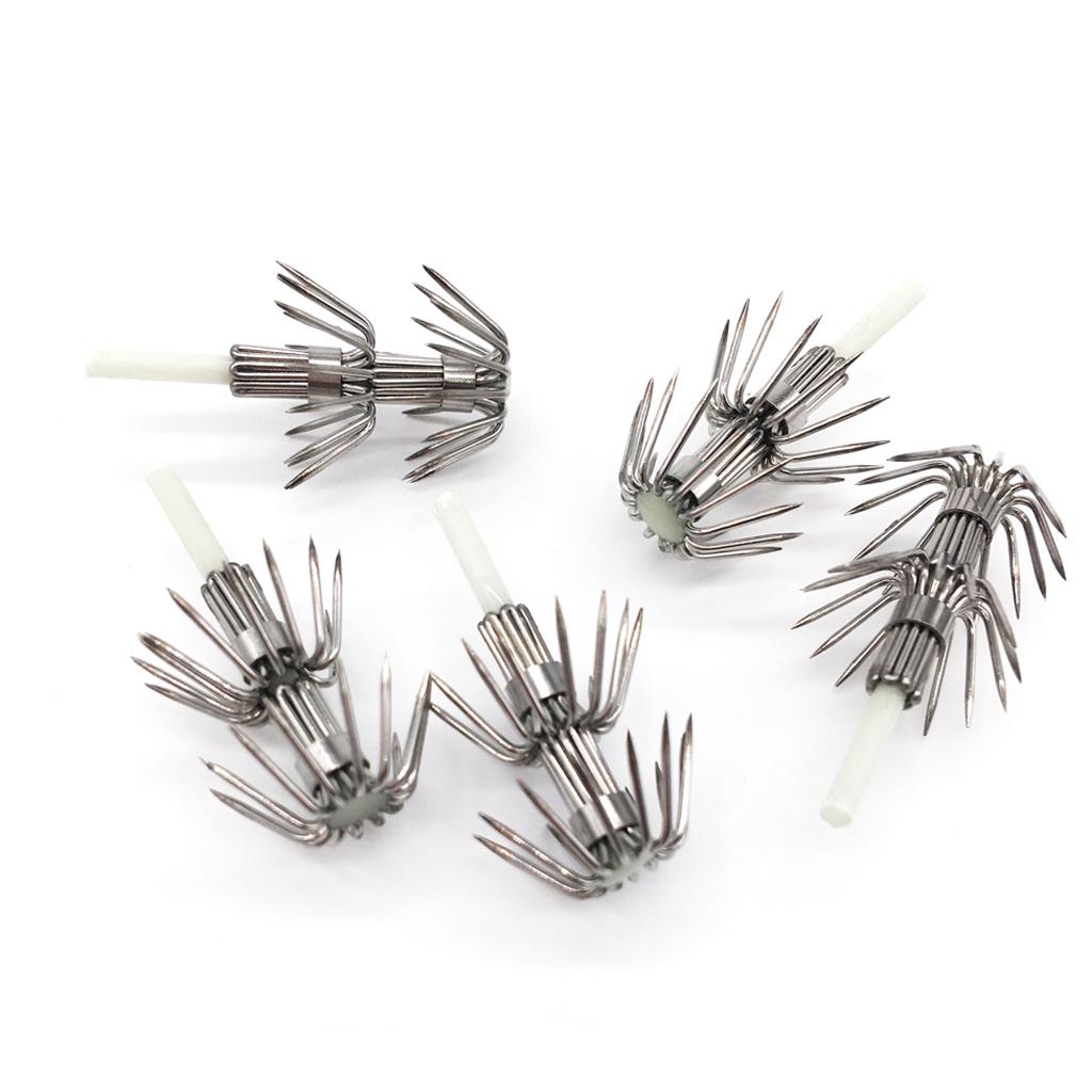 10pcs Stainless Steel Luminous Squid Lure Hooks Fishing Egi Jig Hooks  035