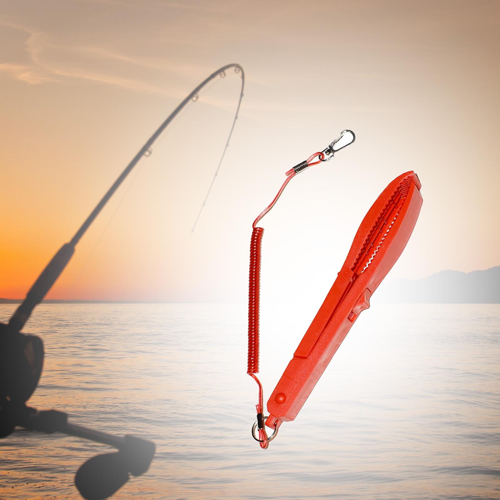 Fishing Body Holder with Retractable Spring Lanyard Fishes Grabber Gear Red