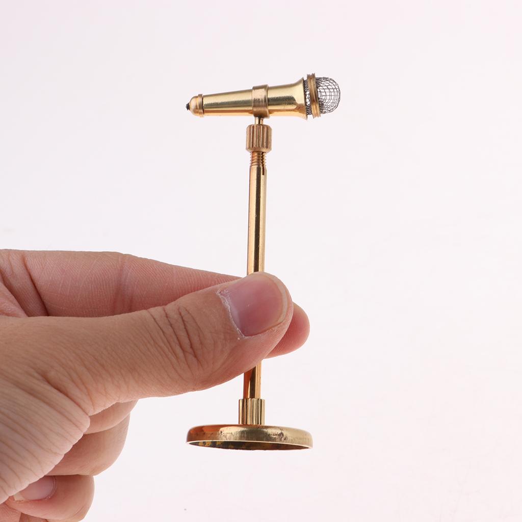 1:12 Miniature Metal Microphone with Adjustable Stand Dollhouse Music Room Entertainment