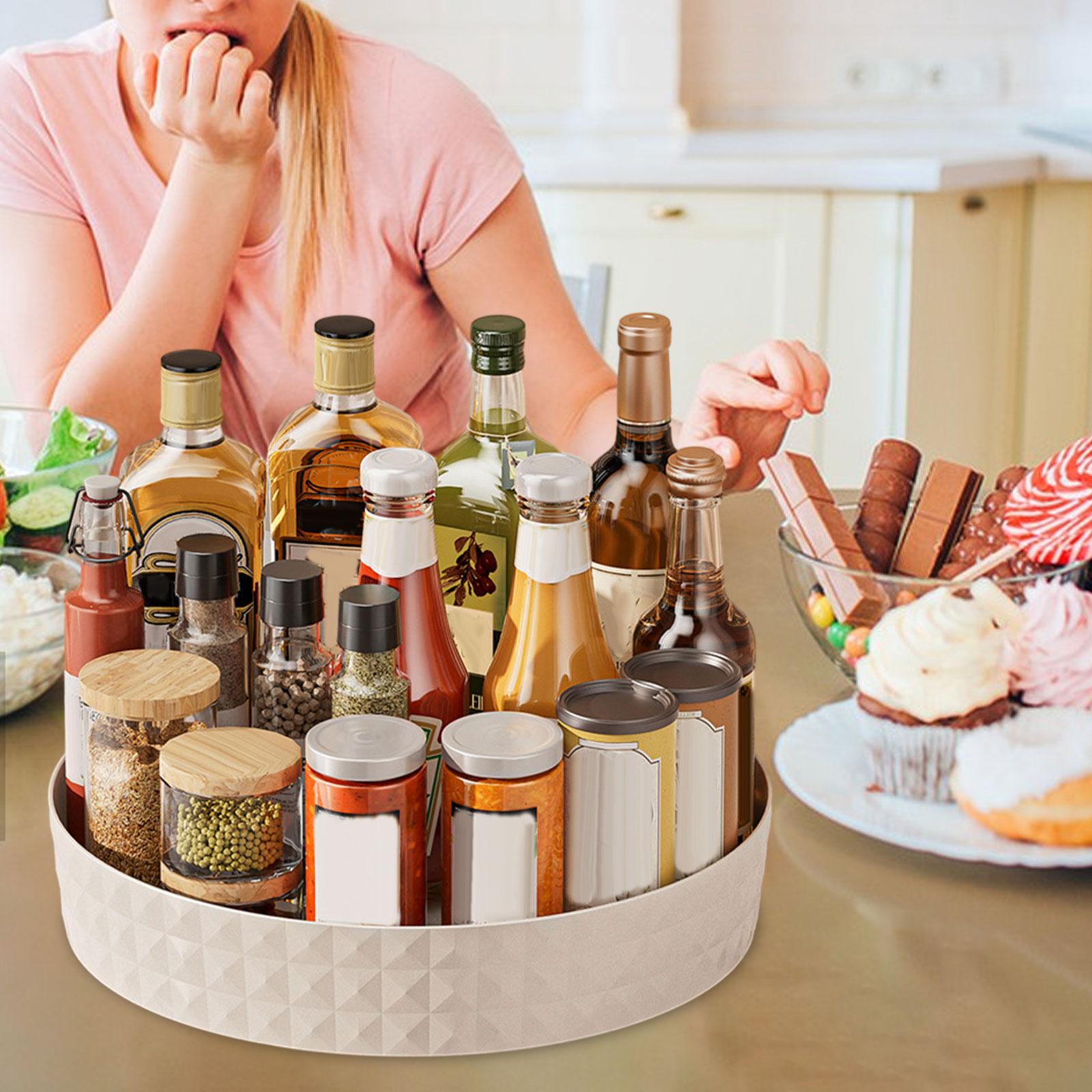 Turntable Organizer Rotating Makeup Organizer for Countertop Fridge Cupboard White