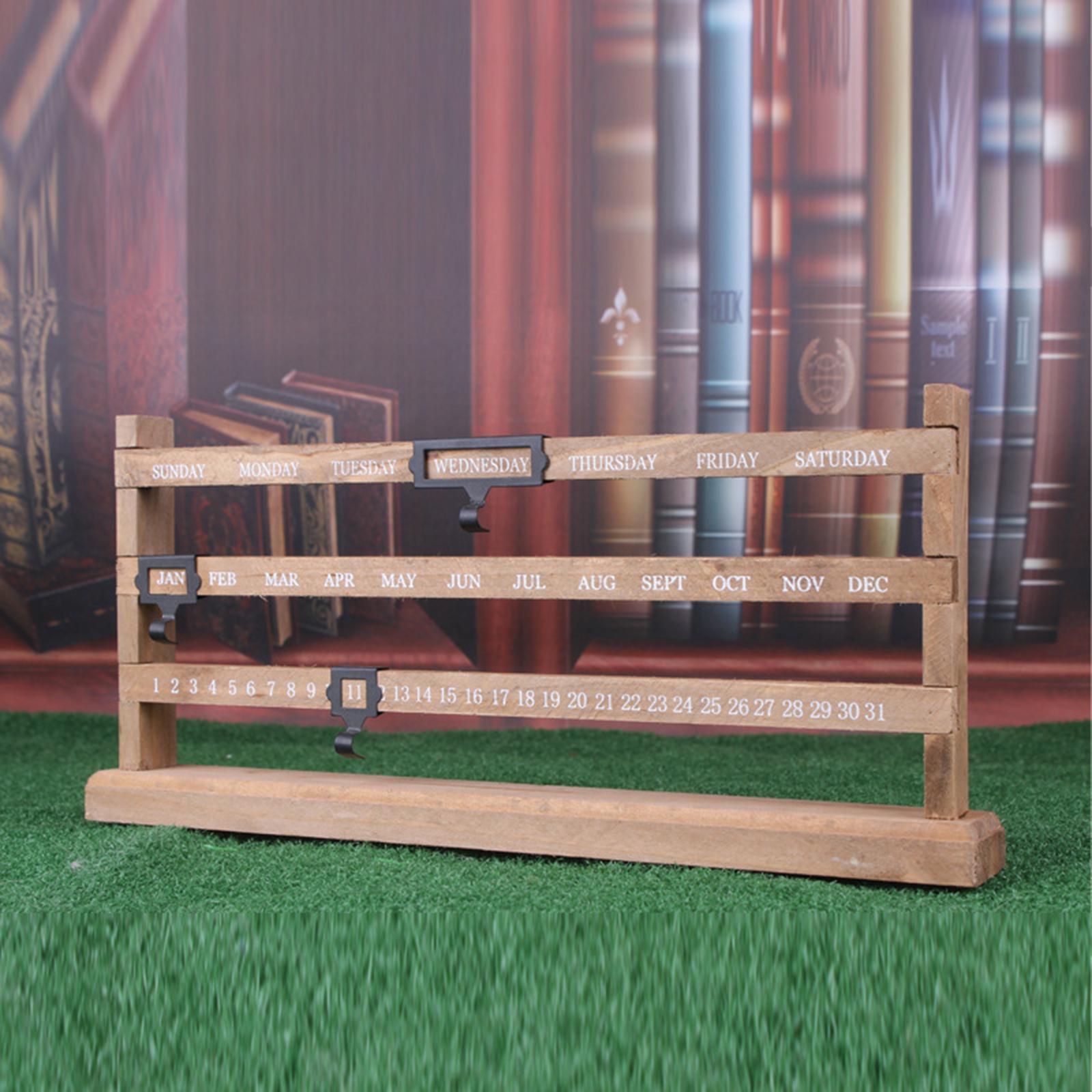 Natural Wood Perpetual Calendar Calendar Stand for Hotel Bedroom Dining Room