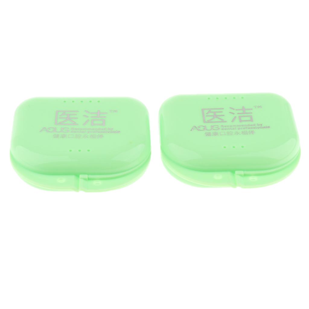 2 Denture Storage Container Mouth Guard Case Orthodontic Retainer Box Green