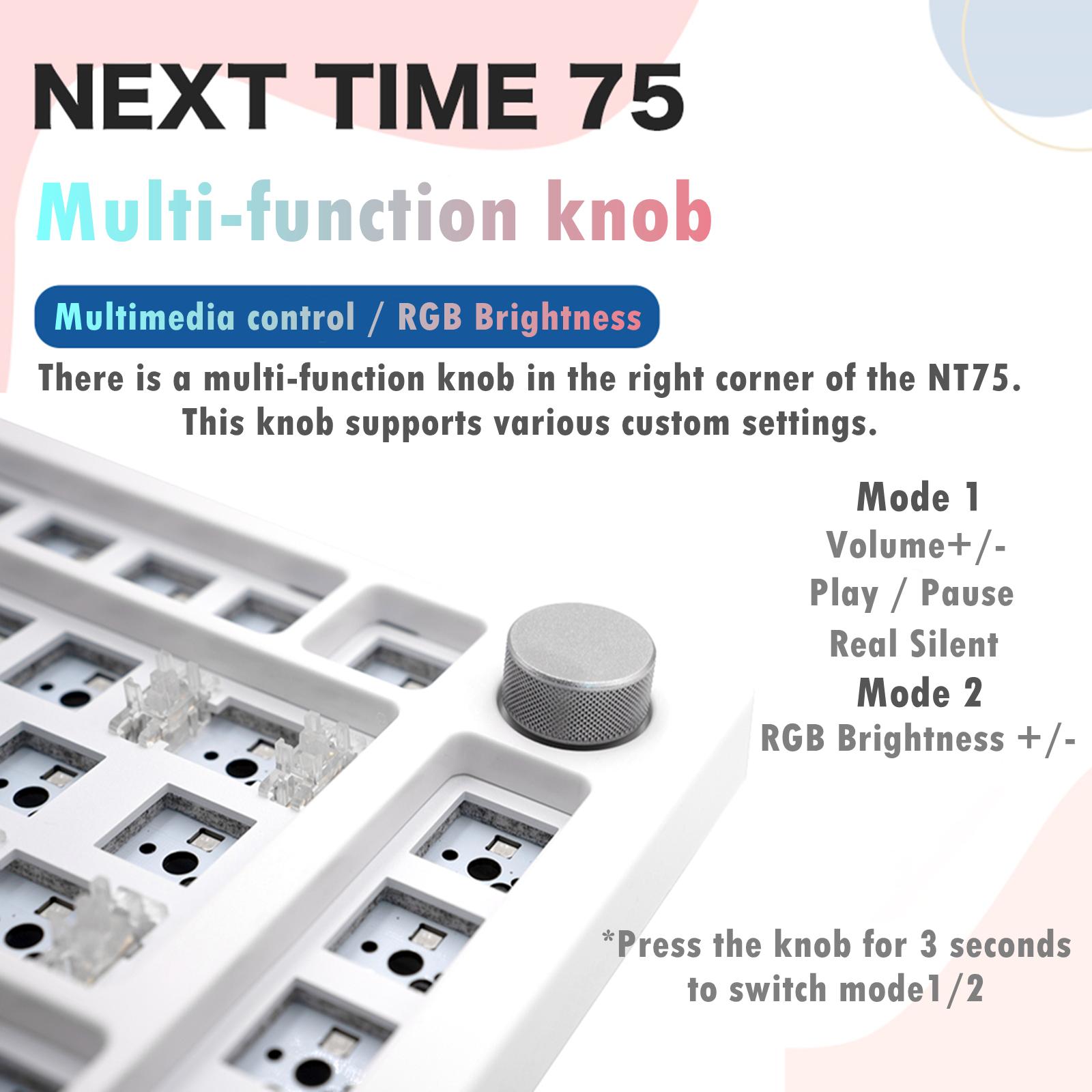 NT75 3/5pin hot swap Gasket mechanical keyboard DIY kit Black