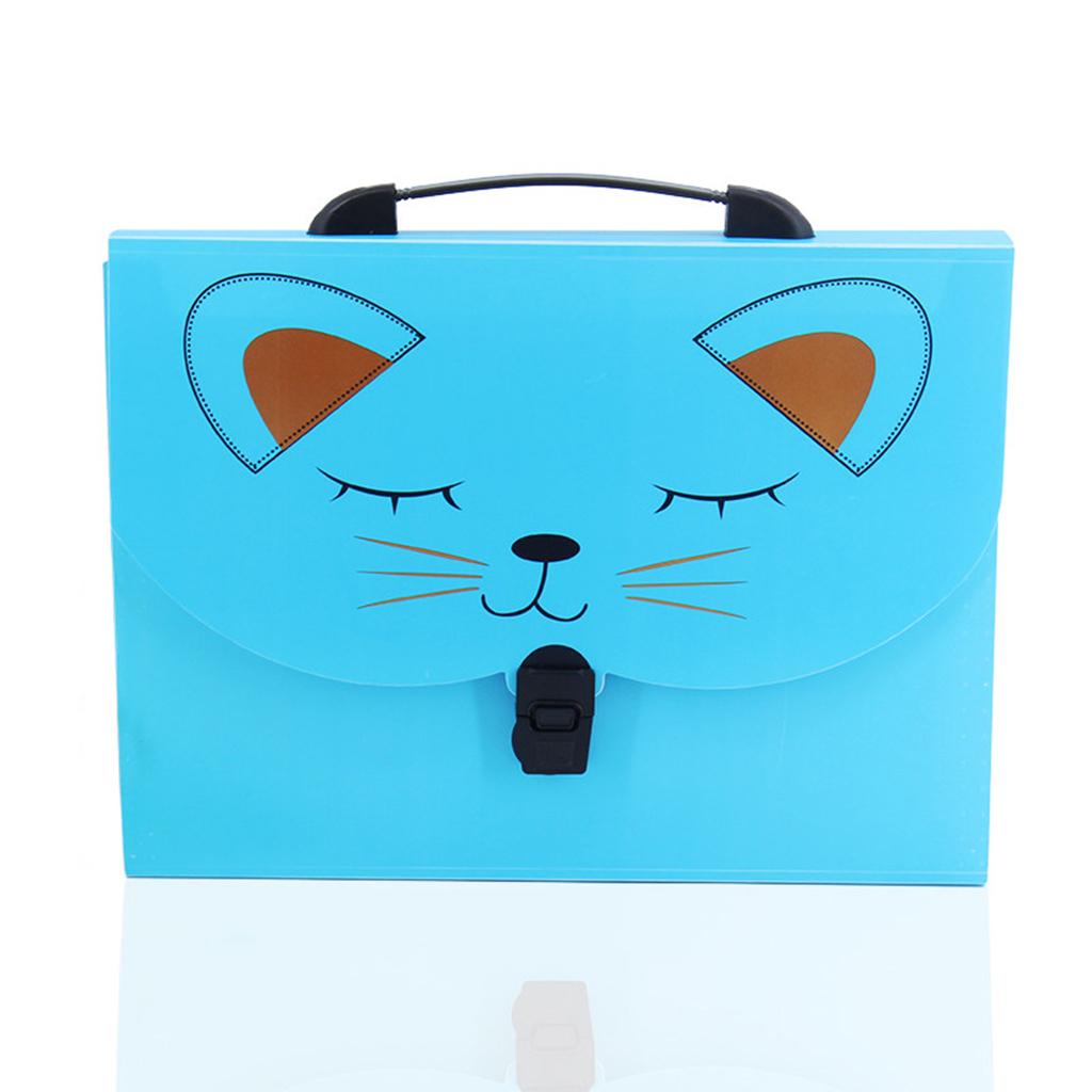 13 Layers File Organizer Expanding Folder A4 Document Holder Bag Blue Mouse