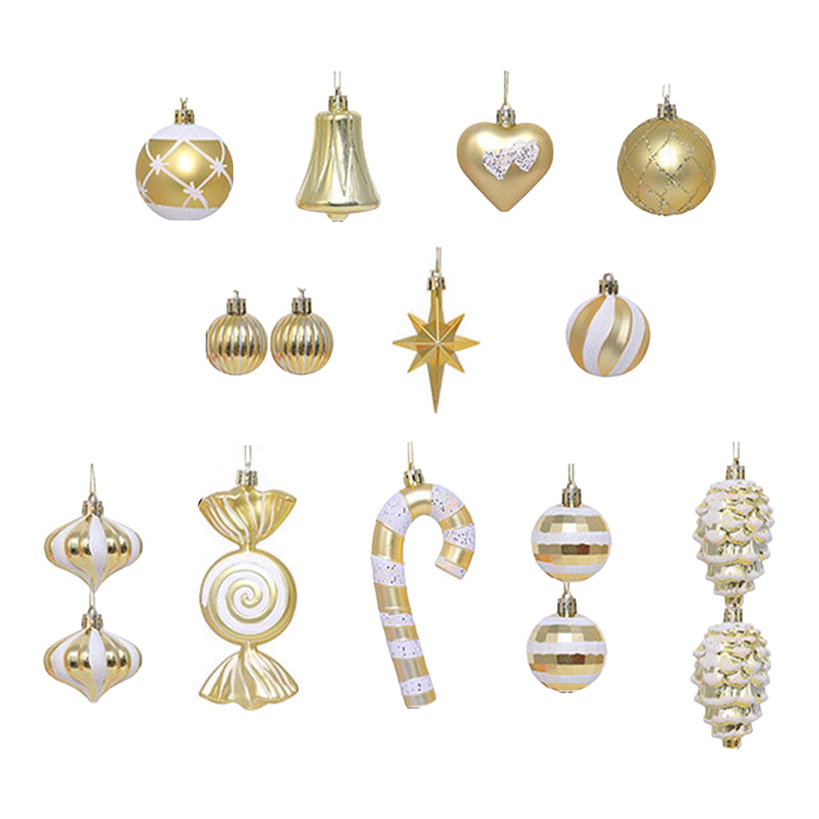 16 Pieces Christmas Balls Holiday Party Miniatures Craft Xmas Small Pendants Gold