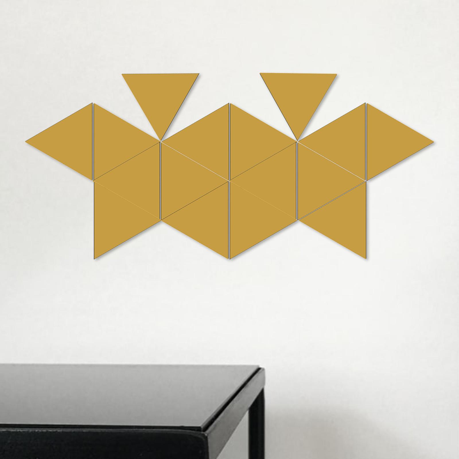 16Pcs Hexagon Acrylic Home Decor Wall Stickers Decal DIY Removable 3D Mirror 9cm Gold Triangle 