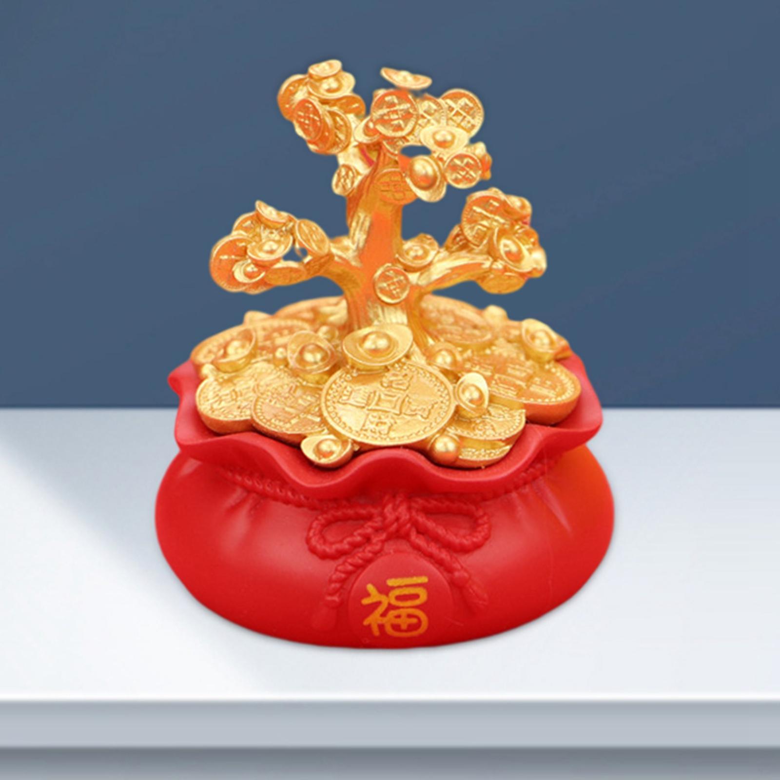 Lucky Bag Money Tree Chinese Feng Shui Figurine Statue Decor Car Ornament Fu