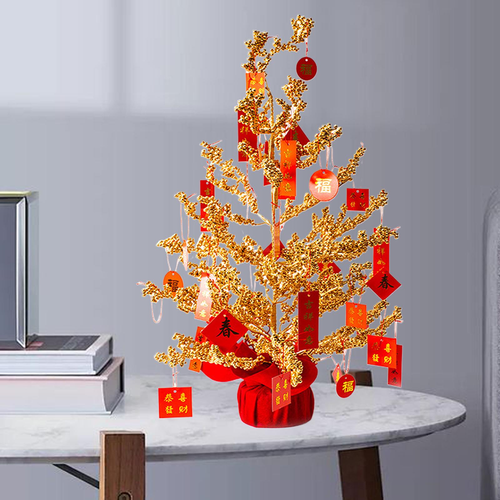 Chinese Lucky Tree with Greetings Ornament Ornament for Home Office Hotel 60cm H