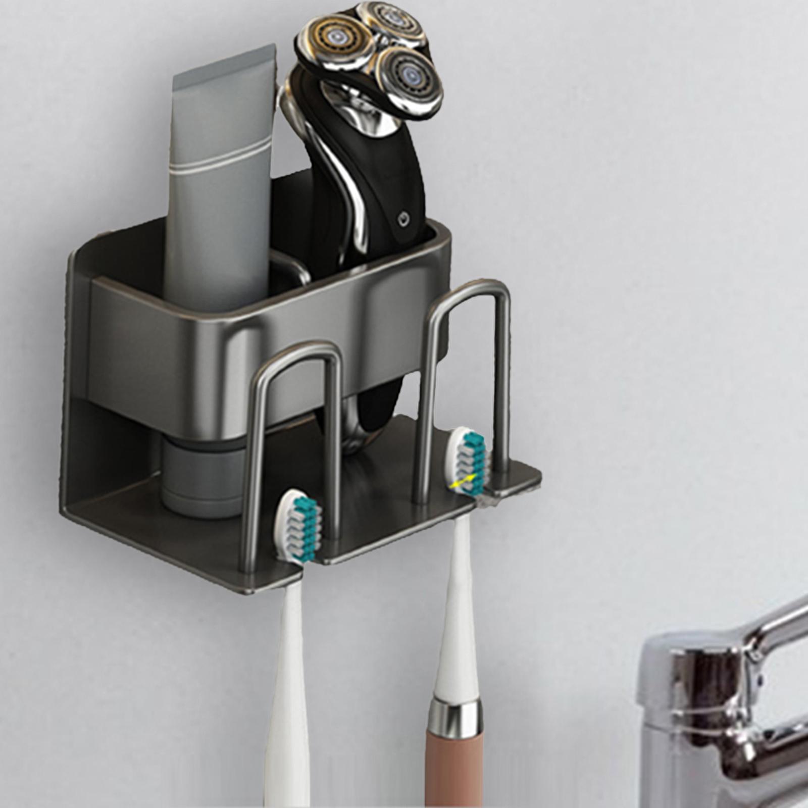 Metal Toothbrush Holder Toothbrush Toothpaste Shelf for Dormitory Washroom 2 Slots